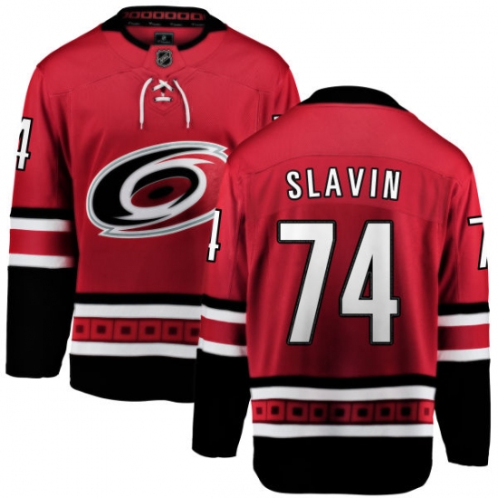 Men's Carolina Hurricanes 74 Jaccob Slavin Fanatics Branded Red Home Breakaway NHL Jersey