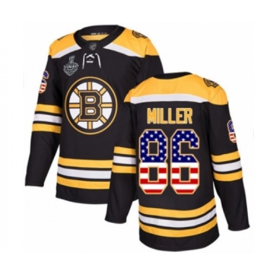 Youth Boston Bruins 86 Kevan Miller Authentic Black USA Flag Fashion 2019 Stanley Cup Final Bound Hockey Jersey