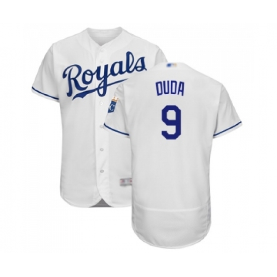 Men's Kansas City Royals 9 Lucas Duda White Flexbase Authentic Collection Baseball Jersey