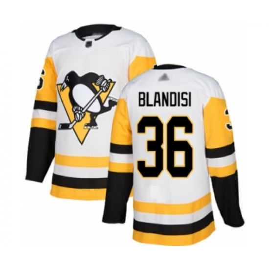 Men's Pittsburgh Penguins 36 Joseph Blandisi Authentic White Away Hockey Jersey