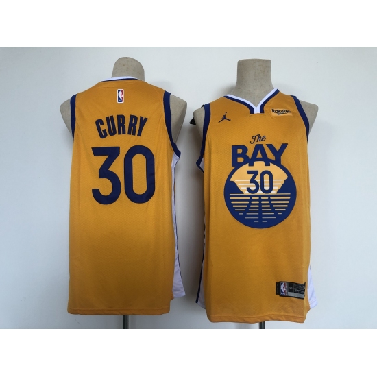 Men's Golden State Warriors 30 Stephen Curry Yellow Jersey