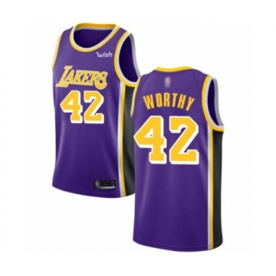 Men's Los Angeles Lakers 42 James Worthy Authentic Purple Basketball Jerseys - Icon Edition