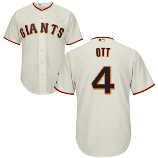 Men's Majestic San Francisco Giants 4 Mel Ott Replica Cream Home Cool Base MLB Jersey