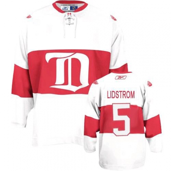 Men's Reebok Detroit Red Wings 5 Nicklas Lidstrom Authentic White Third NHL Jersey