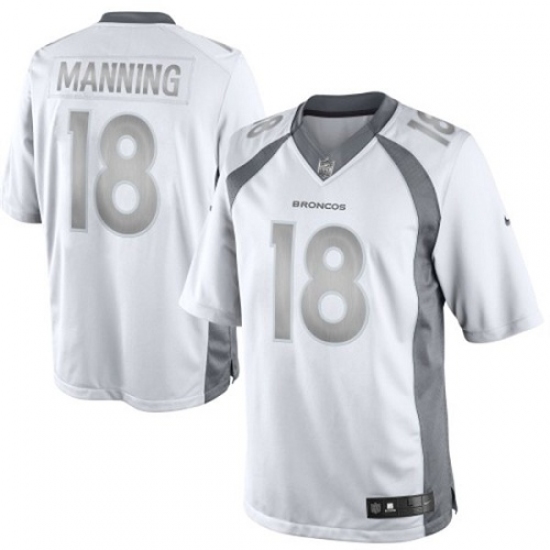 Men's Nike Denver Broncos 18 Peyton Manning Limited White Platinum NFL Jersey