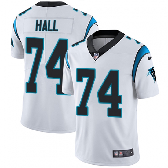 Youth Nike Carolina Panthers 74 Daeshon Hall White Vapor Untouchable Limited Player NFL Jersey