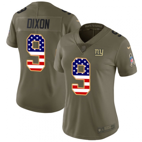 Women's Nike New York Giants 9 Riley Dixon Limited Olive USA Flag 2017 Salute to Service NFL Jersey