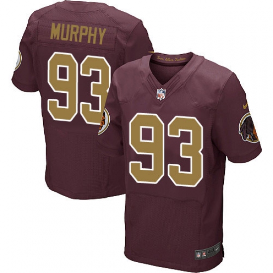 Men's Nike Washington Redskins 93 Trent Murphy Elite Burgundy Red/Gold Number Alternate 80TH Anniversary NFL Jersey