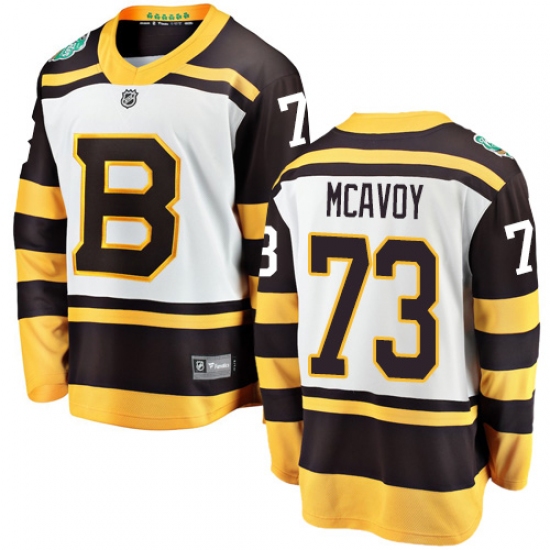 Youth Boston Bruins 73 Charlie McAvoy White 2019 Winter Classic Fanatics Branded Breakaway NHL Jersey