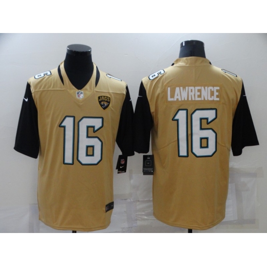 Men's Jacksonville Jaguars 16 Trevor Lawrence Yellow Draft First Round Pick Limited Jersey