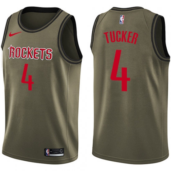 Men's Nike Houston Rockets 4 PJ Tucker Green Salute to Service NBA Swingman Jersey