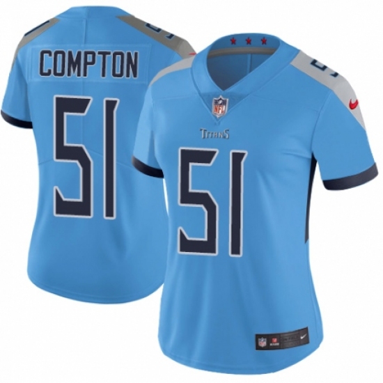 Women's Nike Tennessee Titans 51 Will Compton Light Blue Alternate Vapor Untouchable Elite Player NFL Jersey