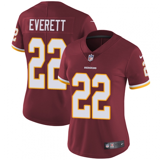 Women's Nike Washington Redskins 22 Deshazor Everett Burgundy Red Team Color Vapor Untouchable Elite Player NFL Jersey