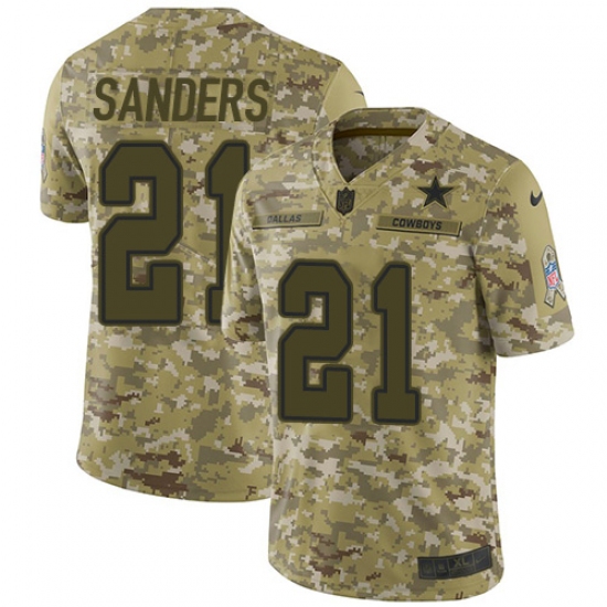 Youth Nike Dallas Cowboys 21 Deion Sanders Limited Camo 2018 Salute to Service NFL Jersey