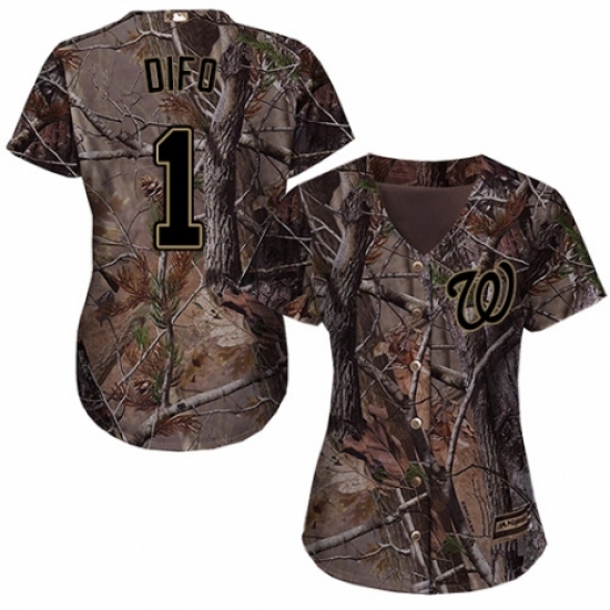 Women's Majestic Washington Nationals 1 Wilmer Difo Authentic Camo Realtree Collection Flex Base MLB Jersey