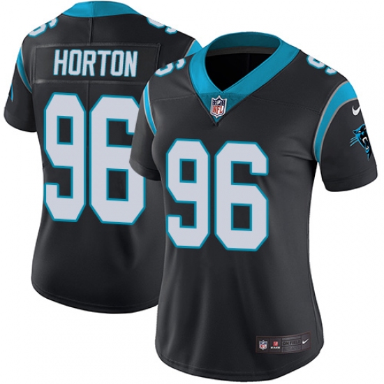 Women's Nike Carolina Panthers 96 Wes Horton Black Team Color Vapor Untouchable Limited Player NFL Jersey