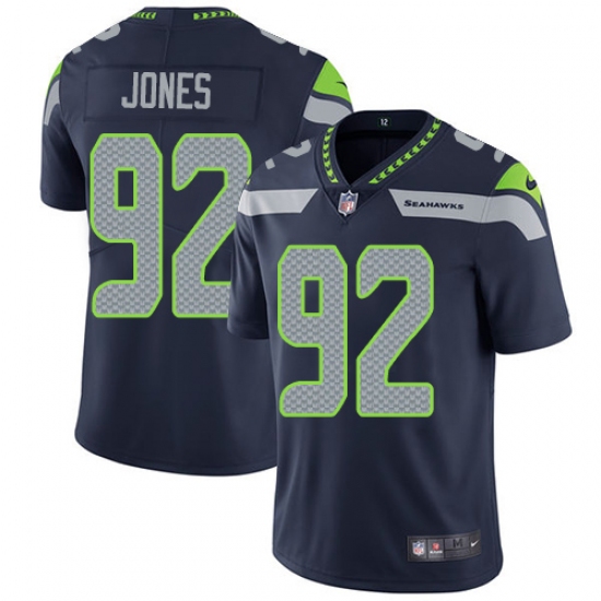 Men's Nike Seattle Seahawks 92 Nazair Jones Navy Blue Team Color Vapor Untouchable Limited Player NFL Jersey