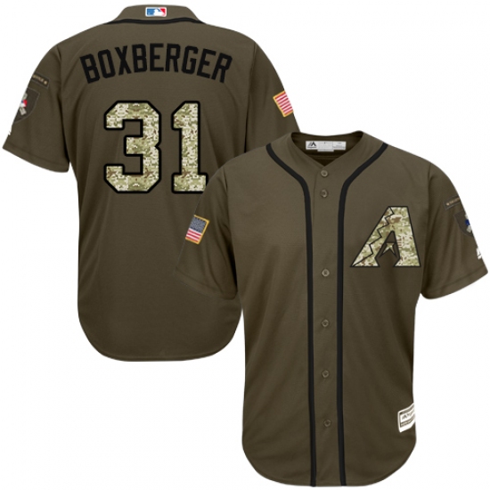 Youth Majestic Arizona Diamondbacks 31 Brad Boxberger Replica Green Salute to Service MLB Jersey