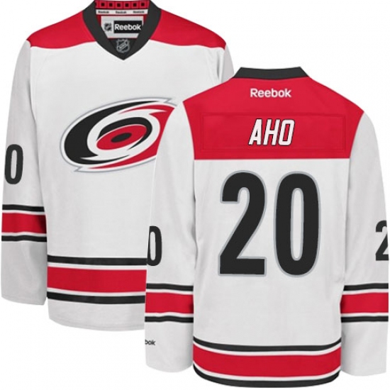 Men's Reebok Carolina Hurricanes 20 Sebastian Aho Authentic White Away NHL Jersey