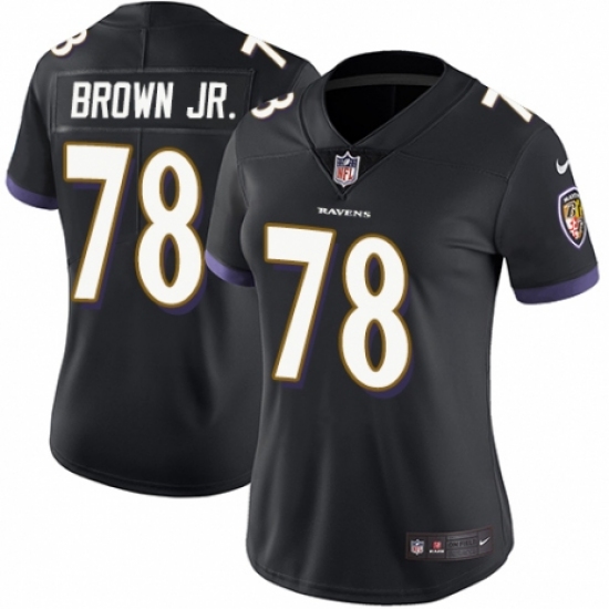 Women's Nike Baltimore Ravens 78 Orlando Brown Jr. Black Alternate Vapor Untouchable Limited Player NFL Jersey