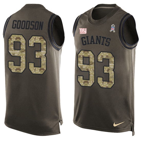 Men's Nike New York Giants 93 B.J. Goodson Limited Green Salute to Service Tank Top NFL Jersey