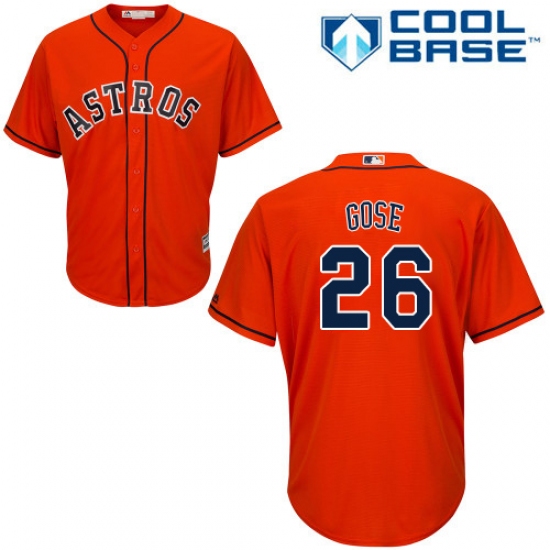 Youth Majestic Houston Astros 26 Anthony Gose Authentic Orange Alternate Cool Base MLB Jersey
