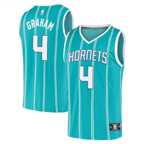 Men's Charlotte Hornets 4 Devonte' Graham Fanatics Branded Teal 2020-21 Fast Break Replica Jersey