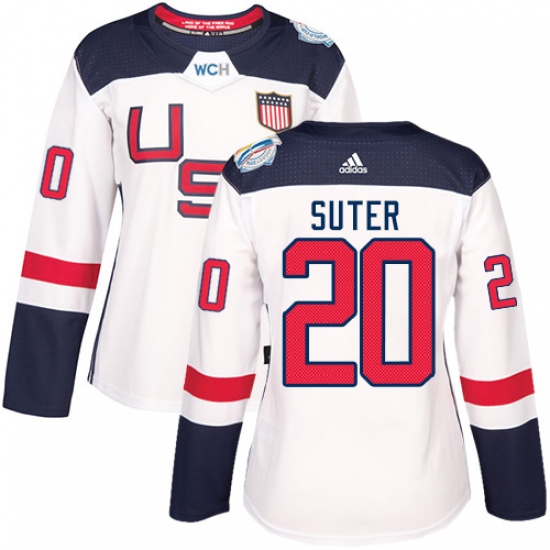 Women's Adidas Team USA 20 Ryan Suter Authentic White Home 2016 World Cup Hockey Jersey