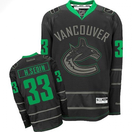 Men's Reebok Vancouver Canucks 33 Henrik Sedin Premier Black Ice NHL Jersey