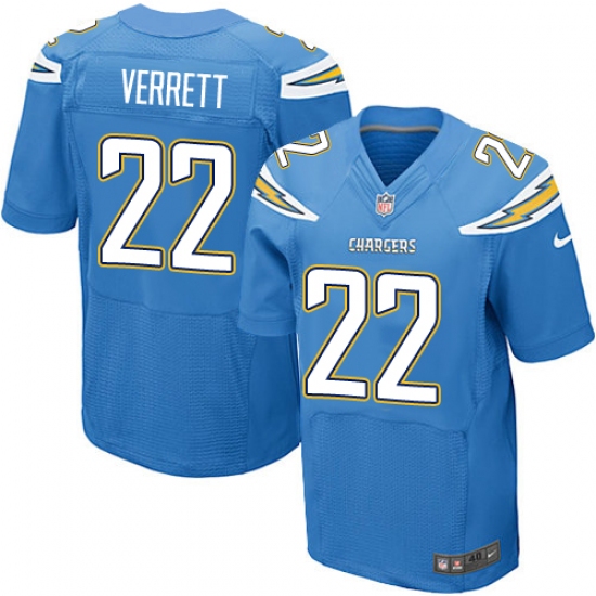 Men's Nike Los Angeles Chargers 22 Jason Verrett Elite Electric Blue Alternate NFL Jersey