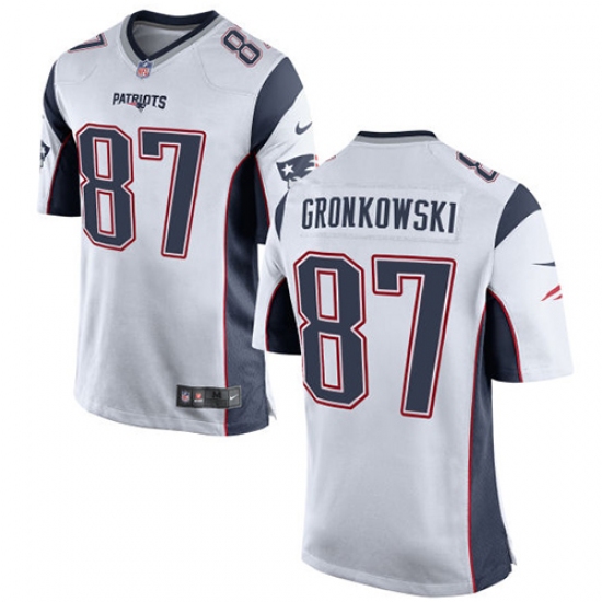 Men's Nike New England Patriots 87 Rob Gronkowski Game White NFL Jersey