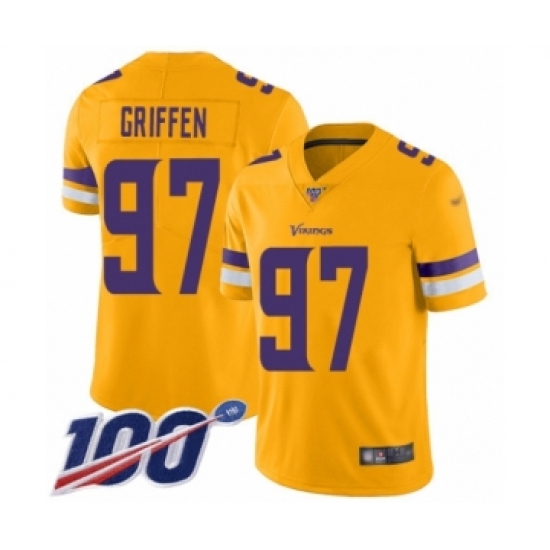 Youth Minnesota Vikings 97 Everson Griffen Limited Gold Inverted Legend 100th Season Football Jersey