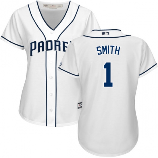 Women's Majestic San Diego Padres 1 Ozzie Smith Authentic White Home Cool Base MLB Jersey