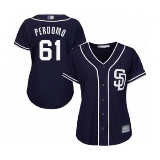 Women's San Diego Padres 61 Luis Perdomo Authentic Navy Blue Alternate 1 Cool Base Baseball Player Jersey