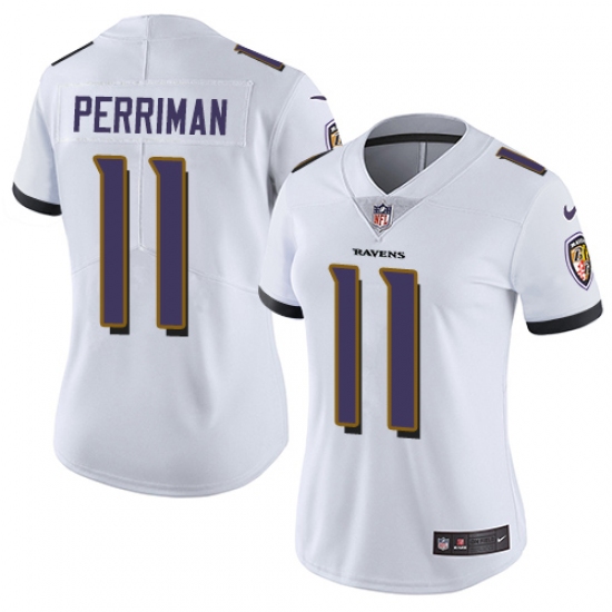 Women's Nike Baltimore Ravens 11 Breshad Perriman White Vapor Untouchable Limited Player NFL Jersey