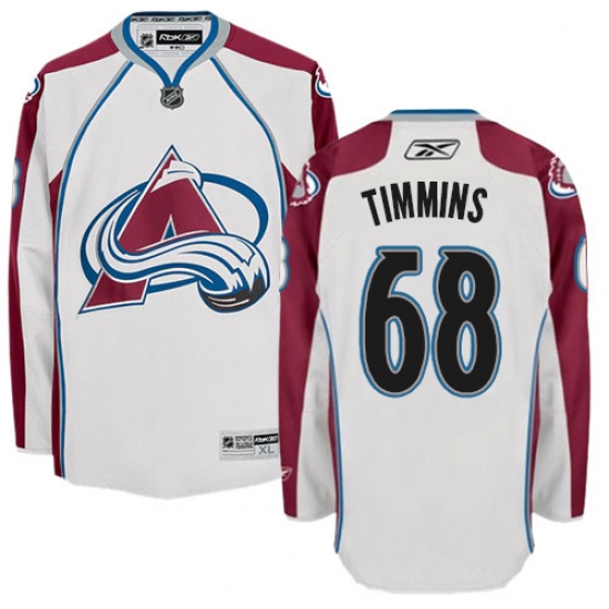 Women's Reebok Colorado Avalanche 68 Conor Timmins Authentic White Away NHL Jersey