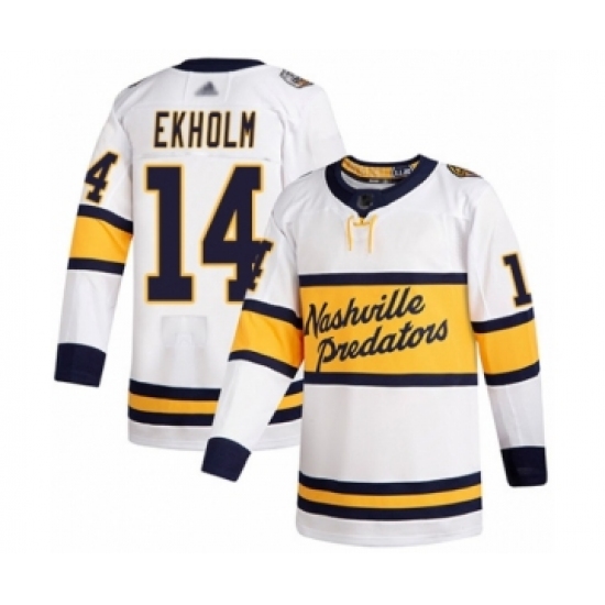 Youth Nashville Predators 14 Mattias Ekholm Authentic White 2020 Winter Classic Hockey Jersey