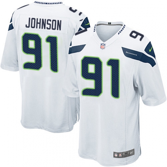 Men's Nike Seattle Seahawks 91 Tom Johnson Game White NFL Jersey