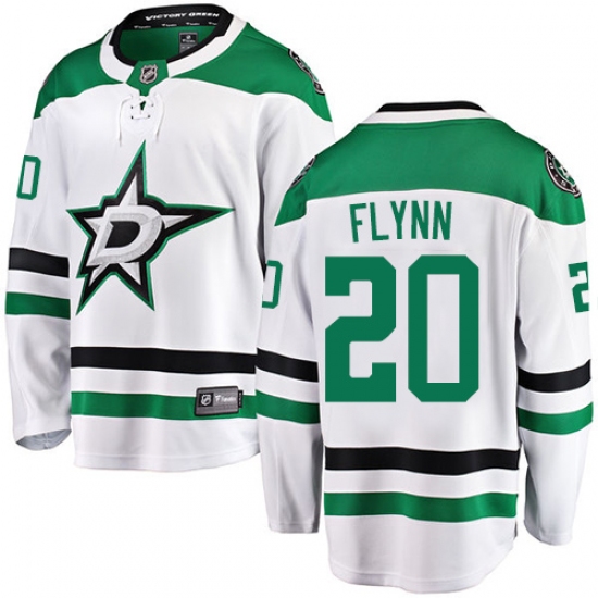 Youth Dallas Stars 20 Brian Flynn Authentic White Away Fanatics Branded Breakaway NHL Jersey