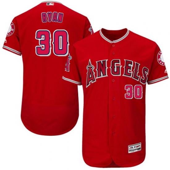 Men's Majestic Los Angeles Angels of Anaheim 30 Nolan Ryan Authentic Red Alternate Cool Base MLB Jersey