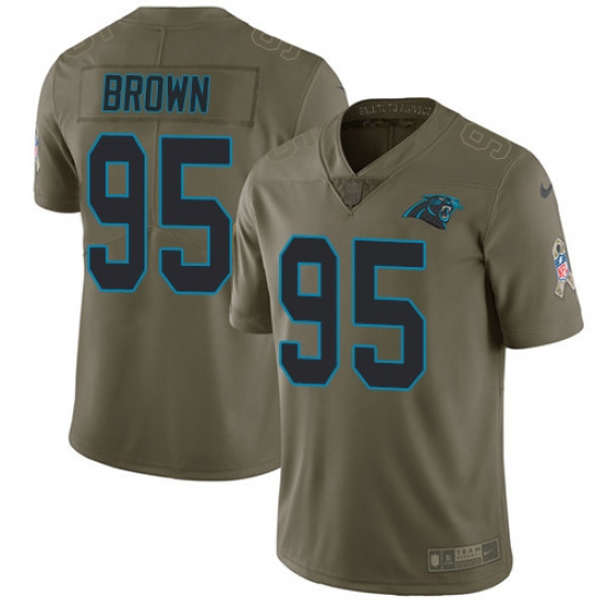 Men's Carolina Panthers 95 Derrick Brown Olive Stitched NFL Limited 2017 Salute To Service Jersey