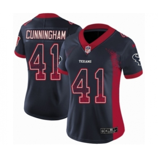 Women's Nike Houston Texans 41 Zach Cunningham Limited Navy Blue Rush Drift Fashion NFL Jersey