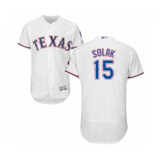 Men's Texas Rangers 15 Nick Solak White Home Flex Base Authentic Collection Baseball Player Jersey