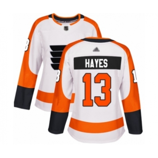 Women's Philadelphia Flyers 13 Kevin Hayes Authentic White Away Hockey Jersey