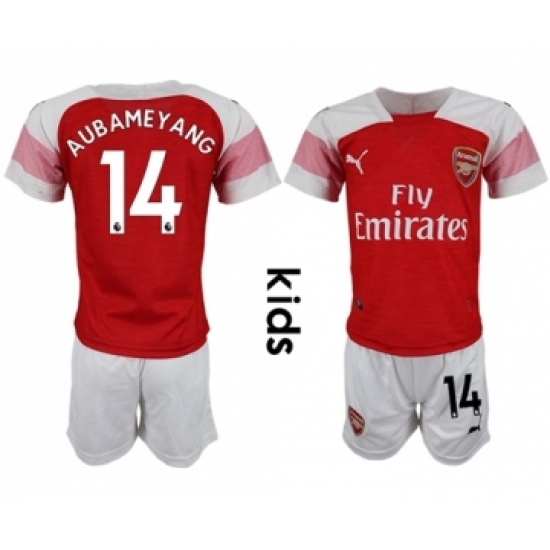 Arsenal 14 Aubameyang Home Kid Soccer Club Jersey