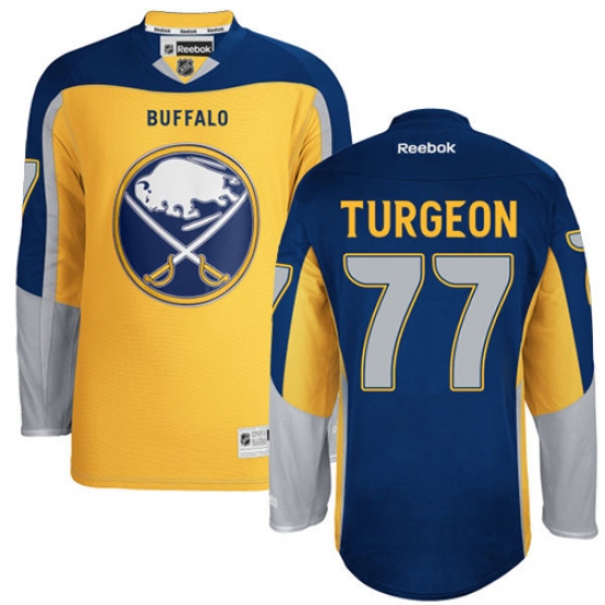 Men's Reebok Buffalo Sabres 77 Pierre Turgeon Authentic Gold New Third NHL Jersey