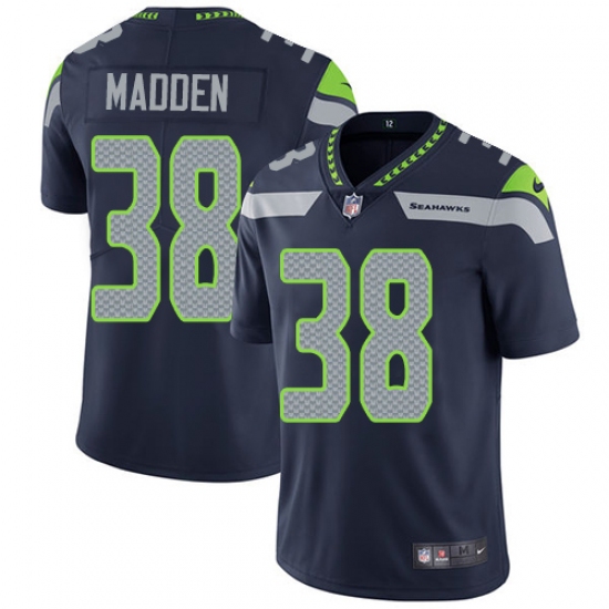 Men's Nike Seattle Seahawks 38 Tre Madden Navy Blue Team Color Vapor Untouchable Limited Player NFL Jersey