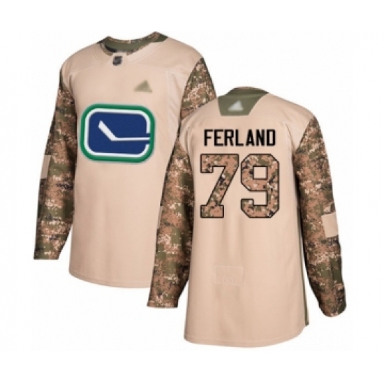 Men's Vancouver Canucks 79 Michael Ferland Authentic Camo Veterans Day Practice Hockey Jersey