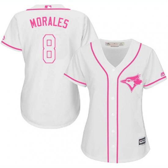 Women's Majestic Toronto Blue Jays 8 Kendrys Morales Replica White Fashion Cool Base MLB Jersey