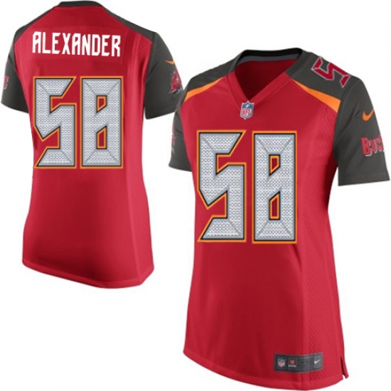 Women's Nike Tampa Bay Buccaneers 58 Kwon Alexander Game Red Team Color NFL Jersey